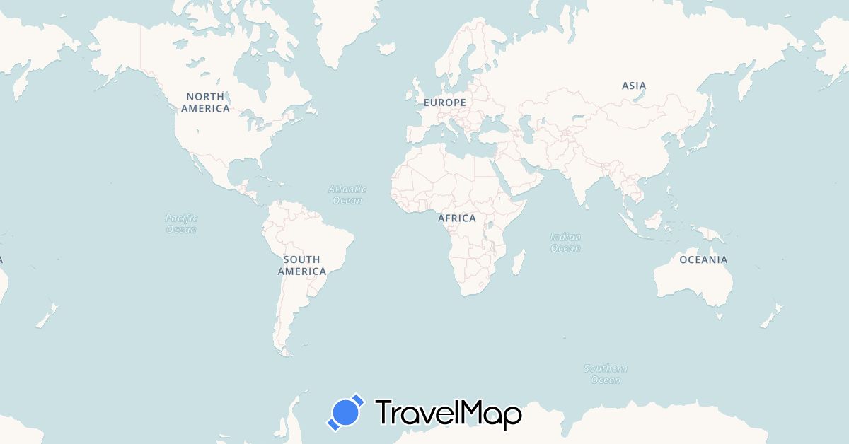 TravelMap itinerary: bus, plane, train, boat in Spain, Morocco, Portugal (Africa, Europe)